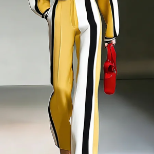 Urban Color Block Printing Straight Pants, Pants, color:Yellow|size:XXL, Stylewe