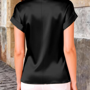 Women Plain Short Sleeve Tee T-shirt Crew Neck Split Joint Casual Summer Top, JustFashionNow T-Shirts, color:Black|size:5XL