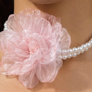 Handmade Beaded Flower Necklace, Necklaces, color:Pink|size:One-size, Stylewe