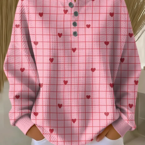 Women Heart/Cordate Crew Neck Printing Casual Spring/Fall Long Sleeve Sweatshirt, JustFashionNow Sweatshirts & Hoodies, color:Pink|size:5XL