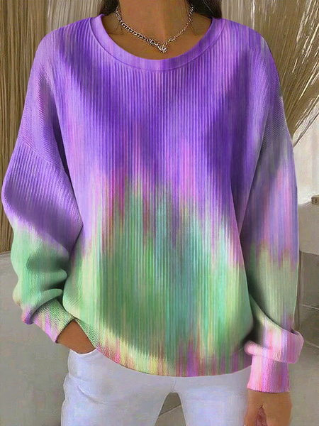 Women Abstract Crew Neck Printing Casual Spring/Fall Long Sleeve Sweatshirt, JustFashionNow Sweatshirts & Hoodies, color:Purple|size:5XL - Image 2