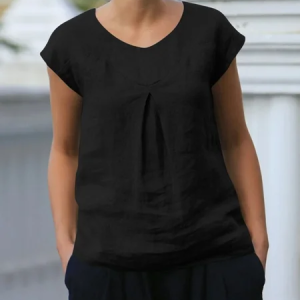 Women Plain Short Sleeve Tee T-shirt Crew Neck Split Joint Casual Summer Top, JustFashionNow T-Shirts, color:Black|size:XXL
