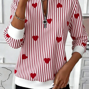 Women Striped Crew Neck Vintage Spring/Fall Long Sleeve Sweatshirt, JustFashionNow Sweatshirts & Hoodies, color:Color2|size:5XL
