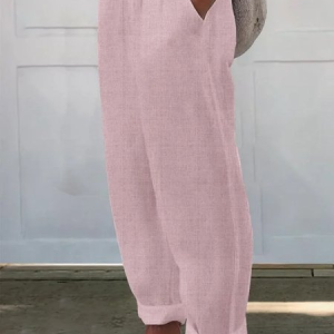 Women Plain Long Pants Casual Spring/Fall Trousers, JustFashionNow Pants, color:Pink|size:5XL