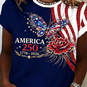 Women Floral Short Sleeve Tee T-shirt Crew Neck Printing Casual Graphic Tee Summer Top, JustFashionNow T-Shirts, color:Purplish Blue|size:XXL