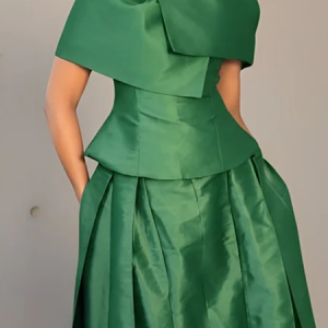 Elegant Plain Irregular Craftsmanship Crew Neck Blouse, Blouses and Shirts, color:Green|size:XXL, Stylewe