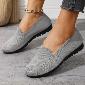 Mesh Fabric Plain All Season Street Shallow Shoes, JustFashionNow Flats, color:Gray|size:43