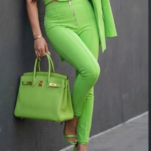 Casual Plain Zipper Slim Fit Pants, Pants, color:Green|size:XXL, Stylewe
