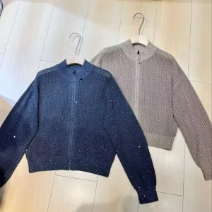 Elegant casual women's 100% wool stand neckline sequined cardigan - AliExpress Sweaters&Jumpers
