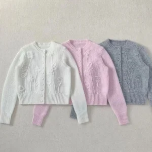 Women's elegant solid color high-end floral crochet embroidered cardigan - AliExpress Sweaters&Jumpers