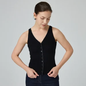 BD3521274 Luxury Women's Cashmere Blend Vest Elegant V Neck Sleeveless Cardigan Minimalist Slim Fit Knit Tank Top Chic - AliExpress Sweaters&Jumpers