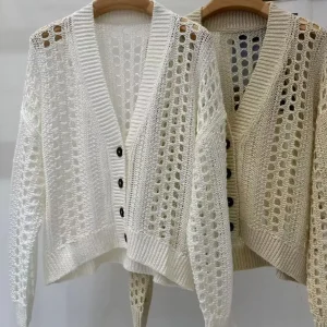 Elegant hollow-out style 100% linen cardigan - AliExpress Sweaters&Jumpers
