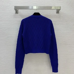 Women's new classic metal buckle full body V-shaped jacquard slim fit round neck long sleeved short knit cardigan top - AliExpress Sweaters&Jumpers