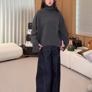 Lin Rou Rou High Ne Knitted Wool Sweater Women's Spring 2026 New Sle Warm Soft Long Sve Ele Faion Knitwear - AliExpress Sweaters&Jumpers