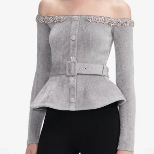 Women Rhinestone Decoration Knitted Cardigan Autumn Winter Slash Neck Long Sleeve Lace-up Waist Fashion Ladies Sweater - AliExpress Sweaters&Jumpers