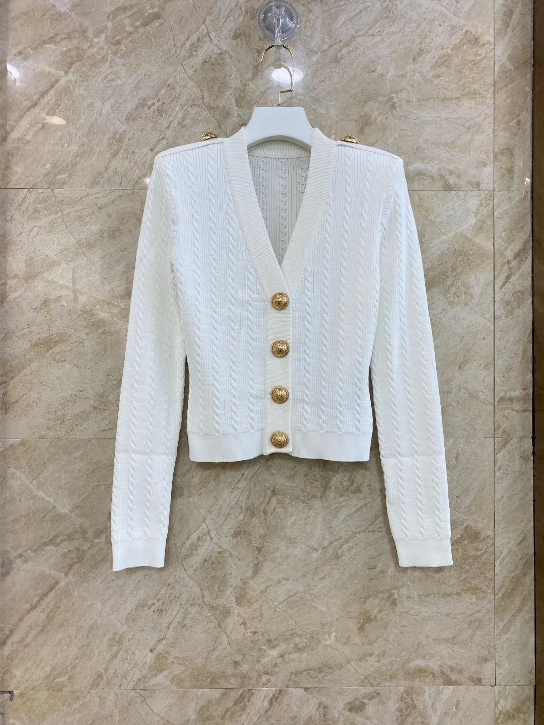 Elegant V-Neck Knitted Cardigan Women's Slimming Style Commute Fashion Gold Button Short Length Pure Color Intellectual Grace - AliExpress Sweaters&Jumpers