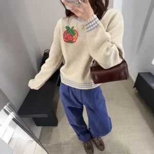 Spring 2026 Early Faion Knitted Wool Blend round Ne  Pattern Women's Sweatirt Cute Overhead Top Ladies Knitwear - AliExpress Sweaters&Jumpers