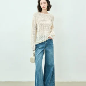 SUK Poetic Embroidered Long Sve Hollow out round Ne Knitwear Women's Slimming Cover up Top Casual Loose Fit Comfortable - AliExpress Sweaters&Jumpers