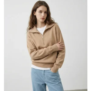 Soft Wool Blend Sweater with Half Zip for Women Spring Autumn Vintage Preppy Style Long Sleeve Knitted Shirt Slimming Effect - AliExpress Sweaters&Jumpers