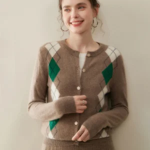 New Women's 100% Cashmere Classic Check Cardigan Casual Retro Sweater Comfortable Versatile Autumn Winter Knitwear Outerwear - AliExpress Sweaters&Jumpers
