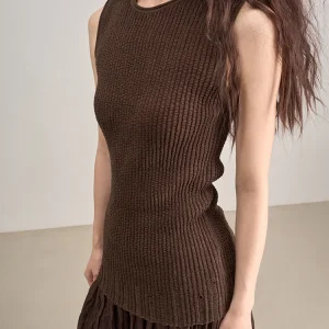 Soft Bamboo Texture Sl Knitted Vest Women's Casual Sle Svel Elastic Ripped Detail Vest Comfortable Fit Knitwear - AliExpress Sweaters&Jumpers