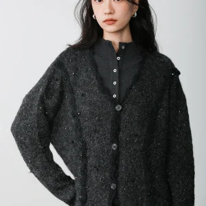 INGKO round Ne Long Sve Knitted Sweater Open Cardigan Women's Winter Faion Bright Tead Special Fine Merino Wool - AliExpress Sweaters&Jumpers
