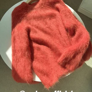 Healing Loose Women's Knitted Sweater Baby Alpaca Furry Brued Long Sve round Ne Warmth Street Sle Autumn Winter - AliExpress Sweaters&Jumpers