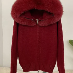 WQJGR High Quality Cardigan Sweater Women Hooded True Fox Fur Kniited Full Sleeve Fashion Autumn Winter - AliExpress Sweaters&Jumpers