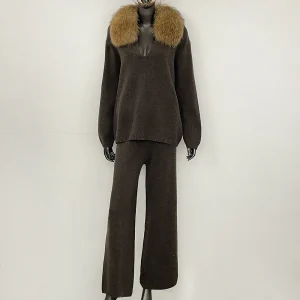 Women's Sweater Real Fur Sweaters and Pullovers Fur Coat Ladies Knitwear Set Fur Jacket Knitted Suit Pullover Oversize Women - AliExpress Sweaters&Jumpers