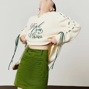 White Knitted Loose Women's Sweater Spring 2026 New Sle Color Blo Letter Embroidery Casual Faion Dstring Design - AliExpress Sweaters&Jumpers