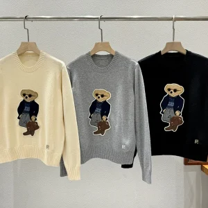 Briti Sle Loose Fit Camere Wool Knitted Long Sve round Ne Pullover Bear Pattern Sweater for Women Autumn Winter Ne... - AliExpress Sweaters&Jumpers