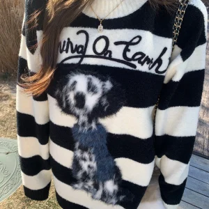 Bla White Color Blo Korean Sle Women's Knitted Sweater Winter Unique Age Reduction Design Soft Long Sve Top - AliExpress Sweaters&Jumpers