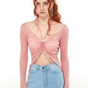 Fuguen HuKim Sweet Pure Desire V-Ne Strap Knitted Top Original Design Summer New Arrival Women's Faion Sve Length Regu... - AliExpress Sweaters&Jumpers