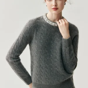 Heavyweight Embellied round Ne Camere Sweater Women's Twist Knit Slimming Warmth Knitted Faionable Top - AliExpress Sweaters&Jumpers