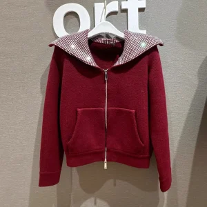 High-End Version Navy Blue Diamond-Encrusted Knitted Jaet Long Sve ort Coat for Women Ele Versatile Red Wine Color - AliExpress Sweaters&Jumpers