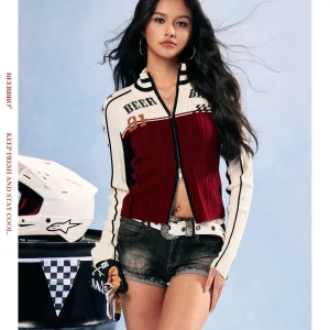Comfortable Elastic Speed Pulse Spor Printed Sweater Jaet Women's Soft Polyester Nylon Acrylic Wool Blend Long Sve Zip... - AliExpress Sweaters&Jumpers