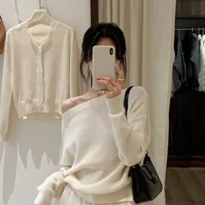 Korean Sle Honey Bear Fce Oversized oulder Slant Sweater Women's Winter Thiened Long Sve Soft Comfortable Top - AliExpress Sweaters&Jumpers