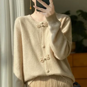 Spring and Autumn New Round Neck National Style New Button Design Women's Wool Cardigan Niche Unique Style - AliExpress Sweaters&Jumpers