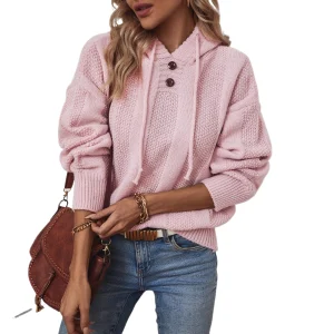 Solid color knitted sweater autumn and winter new loose long-sleeved drawstring pullover women's European and American sweater - AliExpress Sweaters&Jumpers