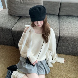 Jasmine Flowing Lace Knot oulder Soft Cozy Overhead Sweater Women Spring Autumn Gentle Matching Loose Sle Knitted Long Sl... - AliExpress Sweaters&Jumpers