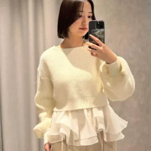 Japanese Style Sweet and Cute Knitted Sweaters Ruffled Strap Vest Set Fashion Elegant Crew Neck Sweater Top Autumn Winter - AliExpress Sweaters&Jumpers