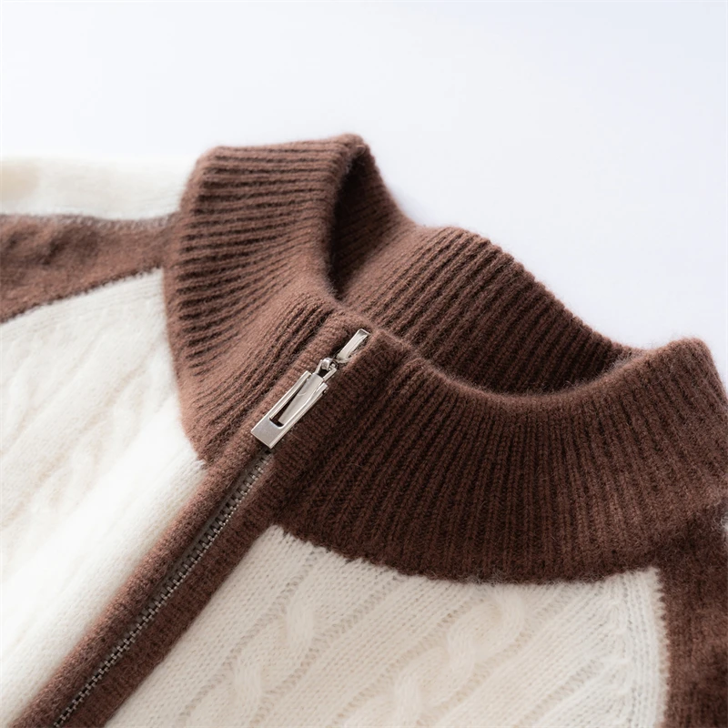Women's Half Zipper Cashmere Sweater Color Blocking Pullover Twist Flower Autumn Winter 100% Cashmere Knitwear Thicken Clothing - AliExpress Sweaters&Jumpers