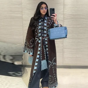Fl Women Tassel Patchwork Printed Long Cardigan Geometric Patterns Belts V-neck Long Sleeve Knitted Lady Sweater Autumn Coat - AliExpress Sweaters&Jumpers