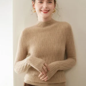 2025 Autumn/Winter New Cashmere Sweater Women's Half High Neck Knitted Sweater Loose and Versatile Fashion Knitted Sweater - AliExpress Sweaters&Jumpers