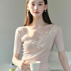 ChillCozy Gentle Country ort Sve Knitted irt Silk Lyocell Blend Women's Faion Commute Sle round Ne Fit Body Summer - AliExpress Sweaters&Jumpers