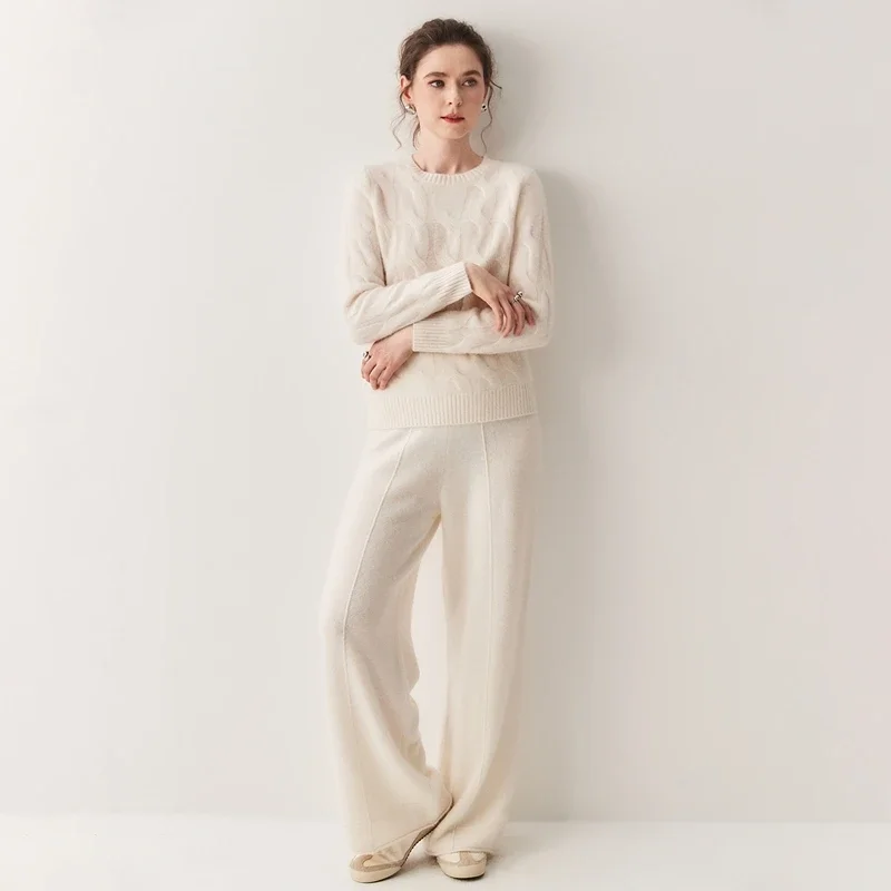 2025 Women 100% Cashmere Sweater Cable Knitting Pullover O-Neck Long Sleeve Cashmere Knitwear Autumn Winter Thick Soft Warm Tops - AliExpress Sweaters&Jumpers