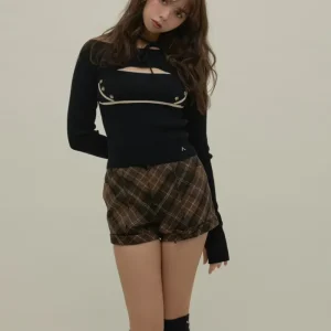 Japanese Niche Autumn Winter Color-Block Tie Button Strap Long Sleeve Blouse Two-Piece Set Sweater Women - AliExpress Sweaters&Jumpers