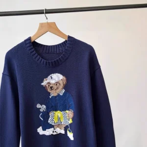 American Sle Knitted Sweater Bear Embroidery round Ne Women's Autumn Winter Sweater Retro Sle Bright Tead Detail - AliExpress Sweaters&Jumpers