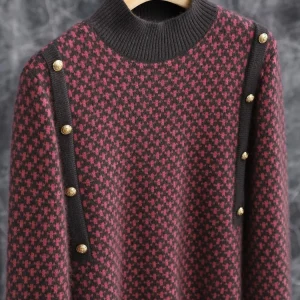 Non-formal College Style Bear Velvet Geometric Color Block Half High Collar Shoulder Patch Embellished Knitted Sweater Base L... - AliExpress Sweaters&Jumpers