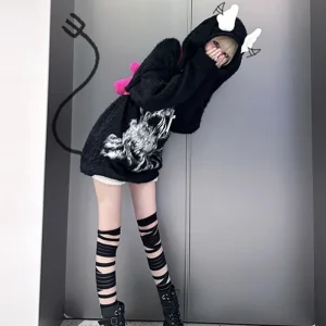 Autumn Winter New Original Hooded Crewneck Knitted Pullover Subculture Fuzzy Soft Anime Print Sweet Long Sleeve Sweater - AliExpress Sweaters&Jumpers
